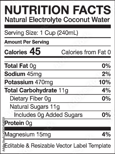Natural electrolyte coconut water label