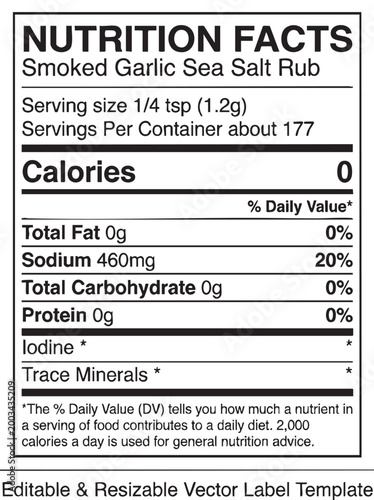 Smoked garlic sea salt rub nutrition facts