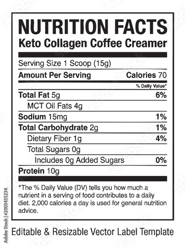 Keto collagen coffee creamer nutrition facts
