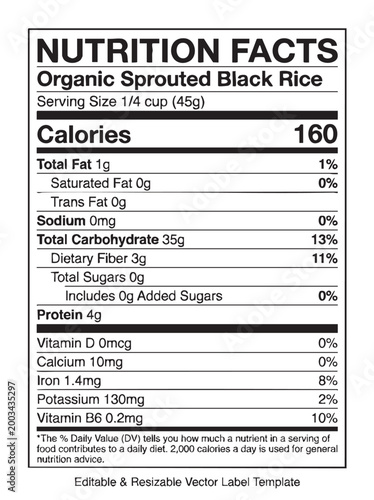 Organic sprouted black rice nutrition facts