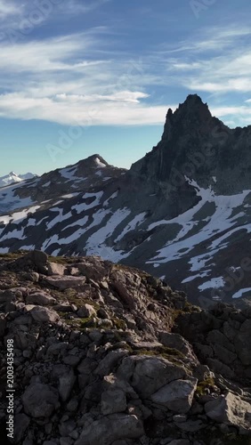 Majestic Mountain Landscape with Snow and Rugged Peaks in British Columbia, Canada