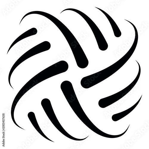 Dynamic Abstract Vortex Swirl Logo Vector Black White Illustration
