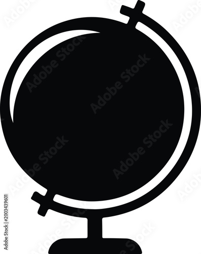 Silhouette vector globe icon for world travel and education business design