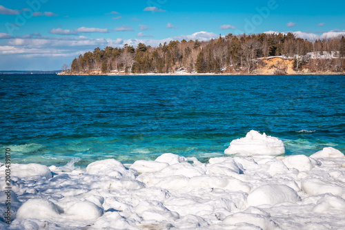Bar Harbor Tidal Sandbar Covered by Ocean Water Bar Island Winter Maine