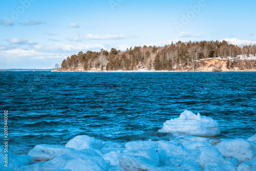 Bar Harbor Tidal Sandbar Covered by Ocean Water Bar Island Winter Maine