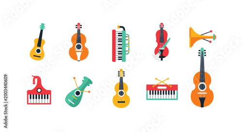 Various musical instruments vector illustration
