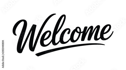 Keywords black handwritten style cursive welcome text on white background
