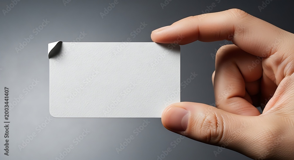 Obraz premium Hand holding a blank white business card for design mockup with business