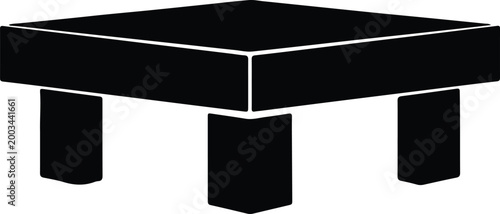 Silhouette vector of a modern square wooden coffee table design