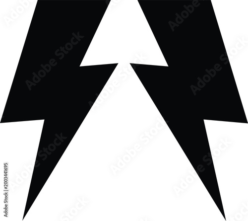 Black lightning bolt symbol on white background