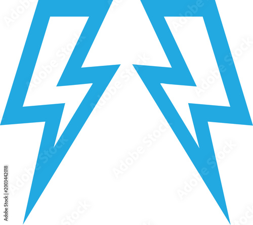 Blue lightning bolt symbol with mirrored