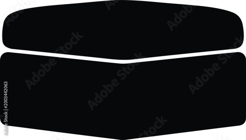 Silhouette vector of a simple rectangular furniture ottoman seat design