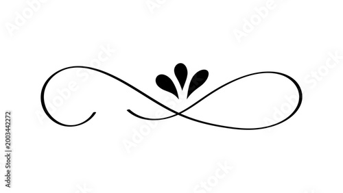 Minimal Vintage Flourish Divider with Soft Curves, Decorative Swirl Line