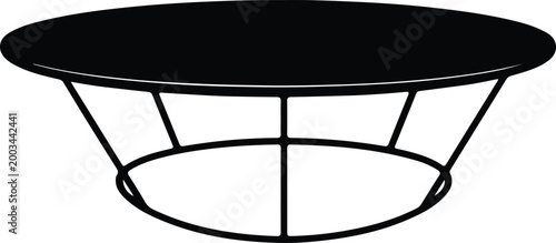 Silhouette vector round coffee table with modern metal wire base design