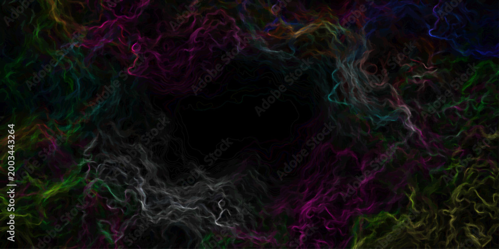 Fototapeta premium Ethereal swirling nebula of vibrant colors including pink purple green and blue against a dark void creating a cosmic abstract background