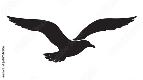 Vector silhouette of bird gliding with wings extended, minimalist nature freedom art
