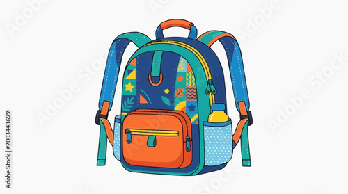 A vibrant and stylish backpack is ideal for school or travel. Its colorful design hints at the adventures and learning that lie ahead. A practical accessory with cheerful patterns.