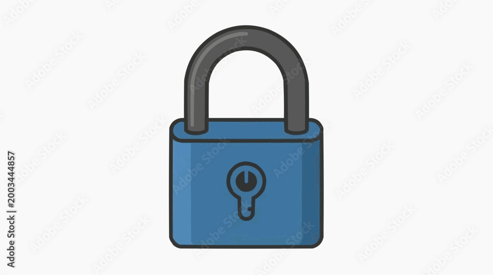 Naklejka premium A Simple Blue Padlock Icon, Symbolizing security, protection, and privacy.