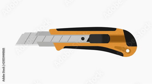 A precision utility knife, isolated on a clean backdrop, its sharp blade and ergonomic design speak volumes about its functionality. 