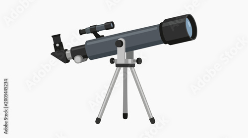 A detailed illustration of a telescope, meticulously designed, ready for exploring the mysteries of the night sky, featuring the key components that define its purpose.