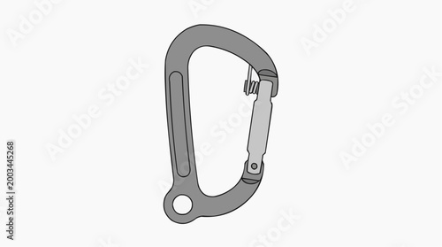 A gray carabiner, a crucial piece of gear for outdoor adventurers and climbers. A safe and reliable tool in a clean, straightforward shot.