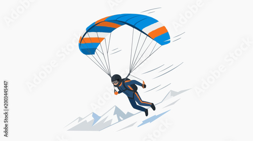 A Skydiver Soaring Through the Skies and mountain range, capturing the pure thrill of a skydive.