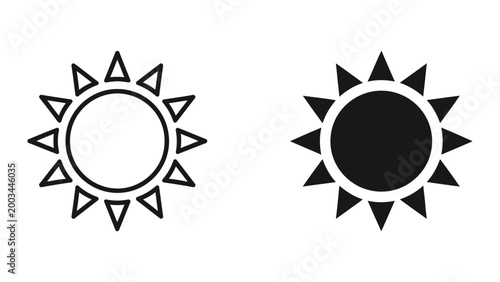 Simple sun and eclipse sun illustration icons