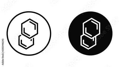 Biphenyl chemical structure icon in contrasting backgrounds
