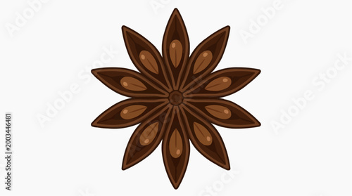 A meticulously rendered star anise offers a visual delight of its rich, earthy tones and delicate form. a vibrant celebration of the subtle beauty found in spices. 