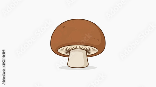A detailed illustration of a single mushroom, presented with clean lines and vibrant colors.
