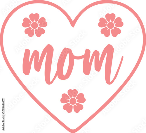 Mom typography clip art design on plain white transparent isolated background for sign, card, shirt, hoodie, sweatshirt, apparel, tag, mug, icon, poster or badge