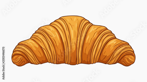 An exquisitely illustrated croissant showcases the golden perfection and flaky layers. This food illustration is a celebration of artisanal baking, its shape perfect to delight food lovers.