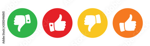 Dislike and like icon button. dislike and like gesture symbol. thumbs up and thumb down icons. vector illustration.