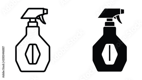Spray bottle icons in white and black color