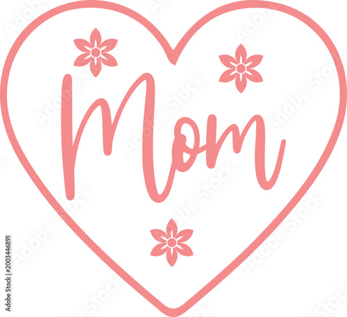 Mom typography clip art design on plain white transparent isolated background for sign, card, shirt, hoodie, sweatshirt, apparel, tag, mug, icon, poster or badge