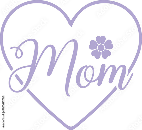 Mom typography clip art design on plain white transparent isolated background for sign, card, shirt, hoodie, sweatshirt, apparel, tag, mug, icon, poster or badge