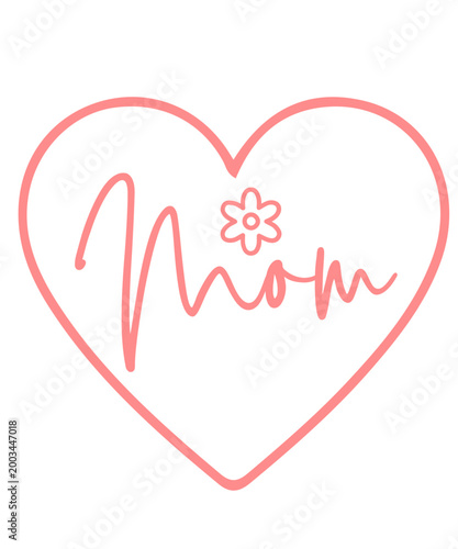 Mom typography clip art design on plain white transparent isolated background for sign, card, shirt, hoodie, sweatshirt, apparel, tag, mug, icon, poster or badge