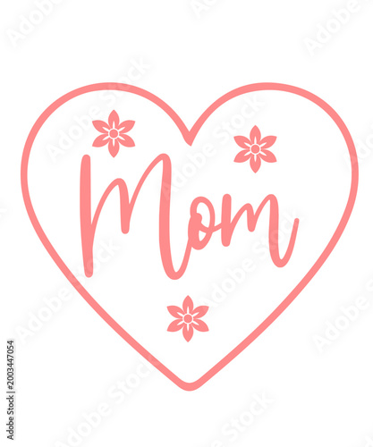 Mom typography clip art design on plain white transparent isolated background for sign, card, shirt, hoodie, sweatshirt, apparel, tag, mug, icon, poster or badge