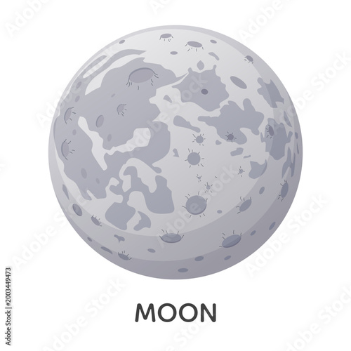 Moon satellite. Solar system space object vector illustration