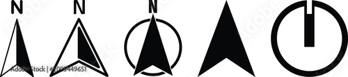 North arrow icon set. GPS north pointer for navigation signs. Compass north arrow.PNG Minimalist compass arrow north.north arrow vector icon . n direction sign . isolated transparent.
