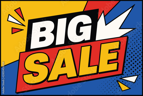 Konstfotografi Bold big sale comic style banner with explosion effect