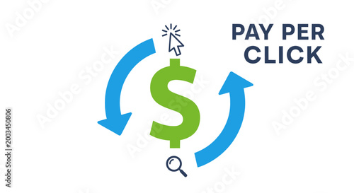 Pay Per Click Advertising Concept with Dollar Sign and Clicks