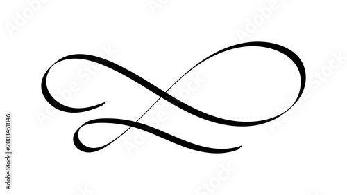 Minimal Vintage Swirl Flourish, Simple Decorative Divider Line