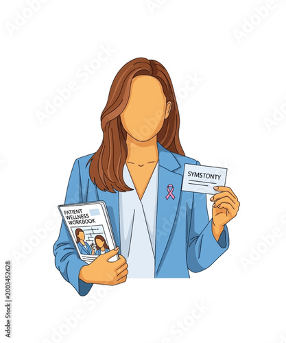 female doctor holding covid vaccination card vector illustration flat design