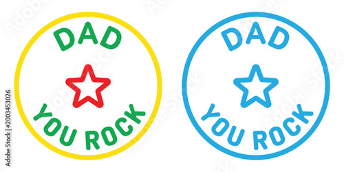 Fathers day colorful dad you rock badges