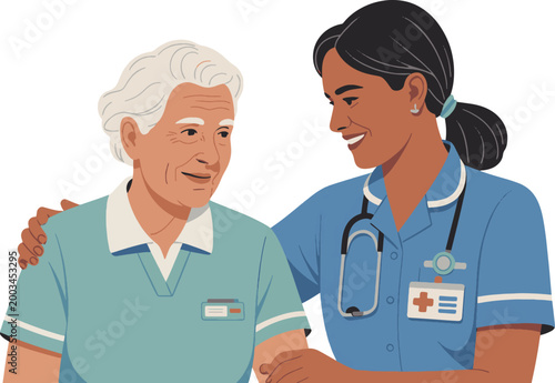 A compassionate nurse providing care and support to an elderly patient