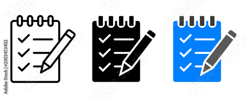 Checklist and Pencil Icon Set for Task Management and To-Do Lists