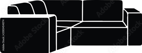 Silhouette vector modern sectional corner sofa for interior home furniture design