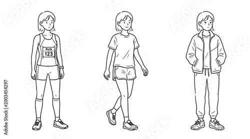 Athletic characters in various poses representing active lifestyles.