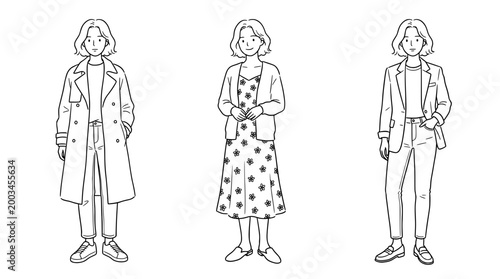 Charming character in summery dress, showcasing playful fashion styles.